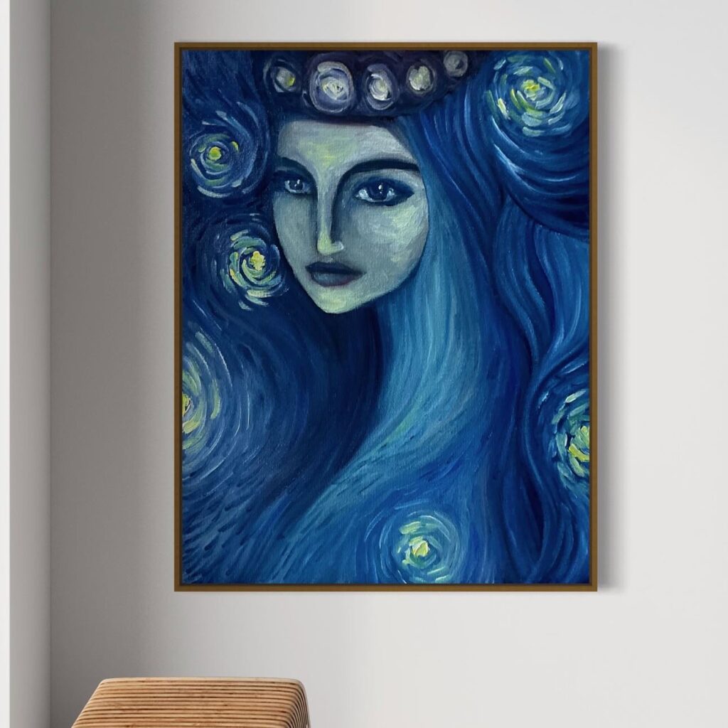 Woman below a Starry Night 